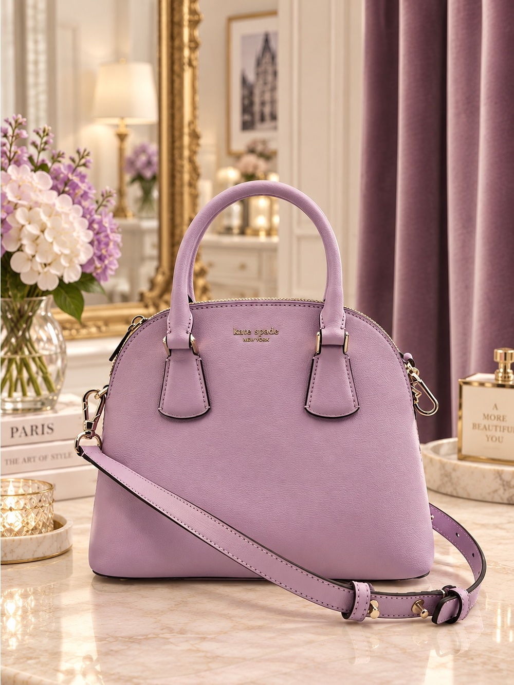 Kate Spade Sylvia Medium Dome Satchel in Lavender